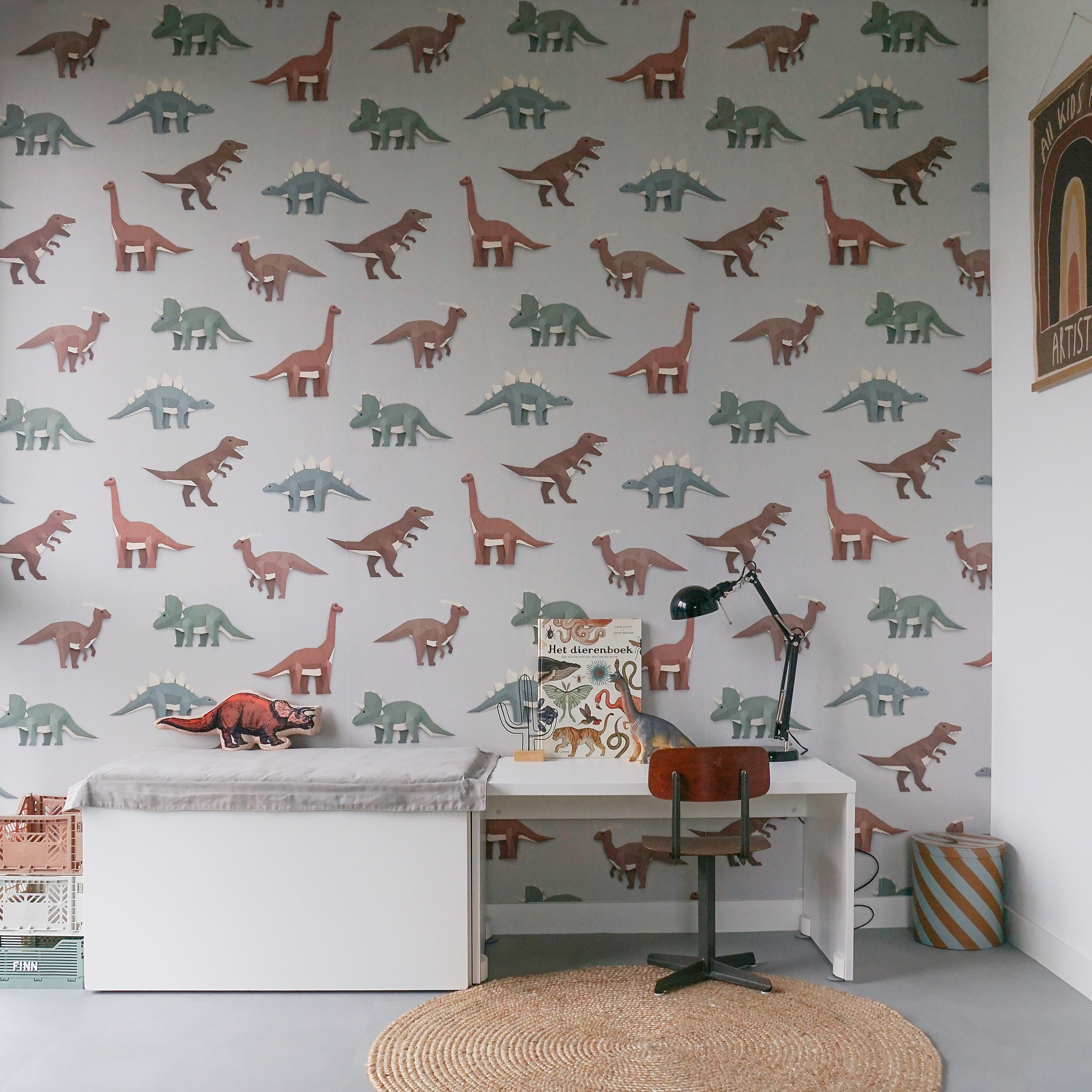 Kinderkamer met dinosaurus behang